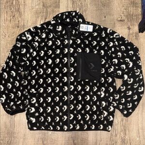 Converse Black and White Patterned Fleece Jacket